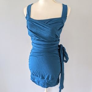 Butter by Nadia teal blue slinky wrap dress